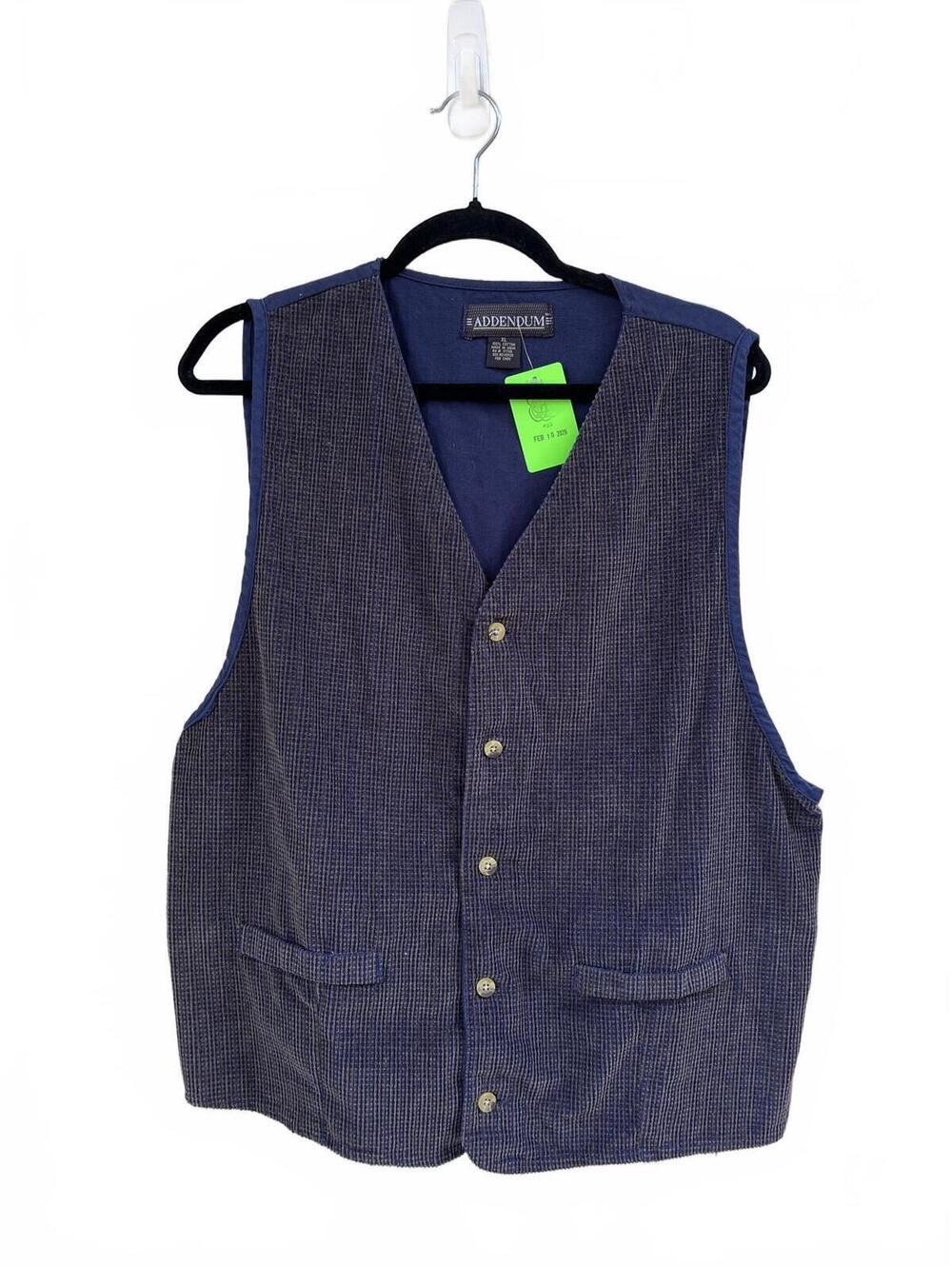 XL 90s Vintage Vest Navy Blue Dotted Plush Cotton